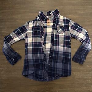 Faded Glory Girls Ombré Plaid Flannel Shirt 6/6X